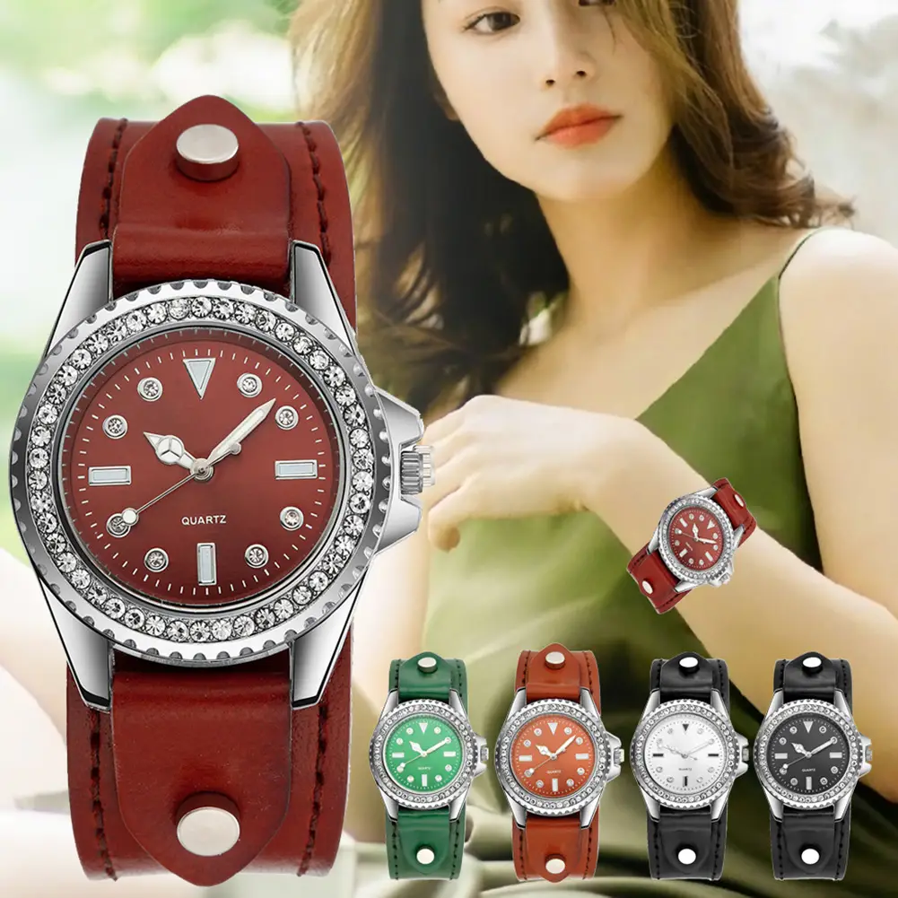 Women's Multi-Color Quartz Watch with Red Strap — feature 1