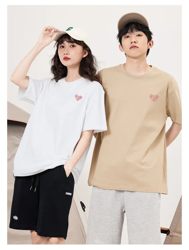 Women Pure Cotton Loose Fit T-Shirt Heart Print Summer Casual — feature 5