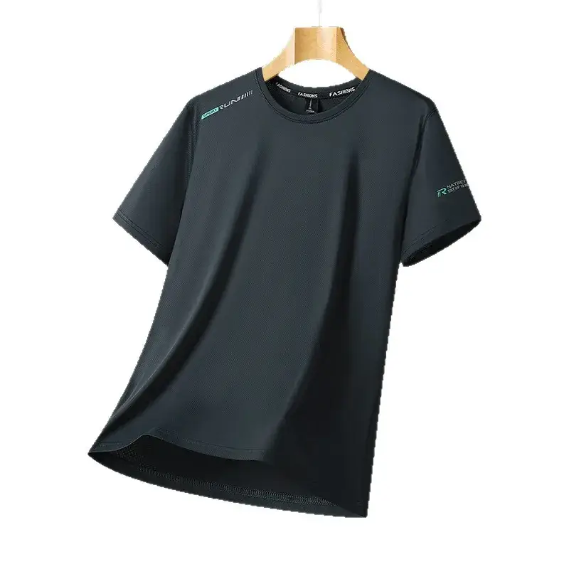 Ice Silk Men's White Short Sleeve T-Shirt Large