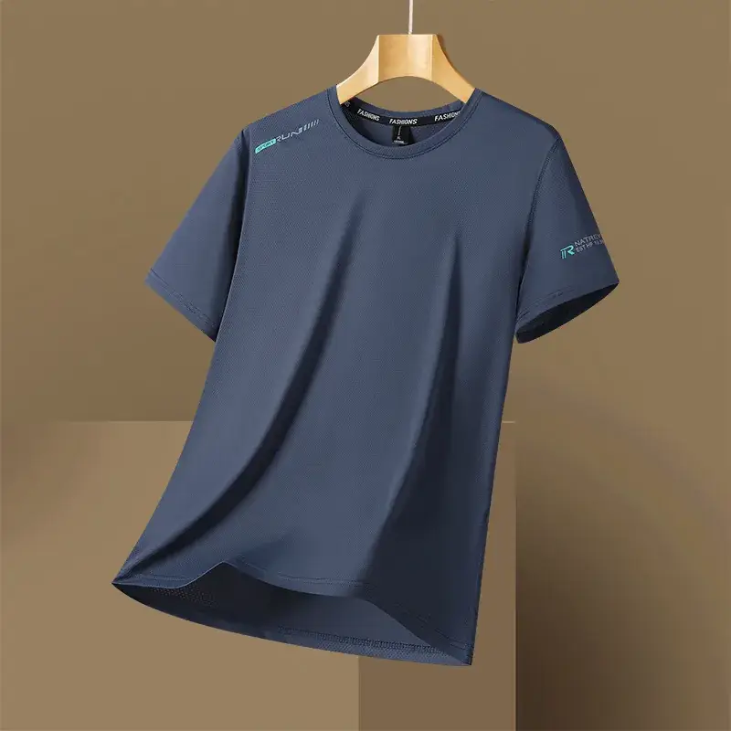 Ice Silk Men's White Short Sleeve T-Shirt Large