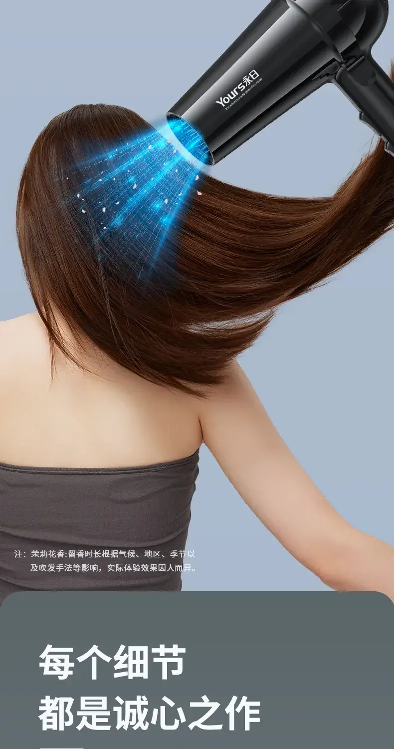 Yongri Black High Power Hair Dryer with Adjustable Temp — feature 11