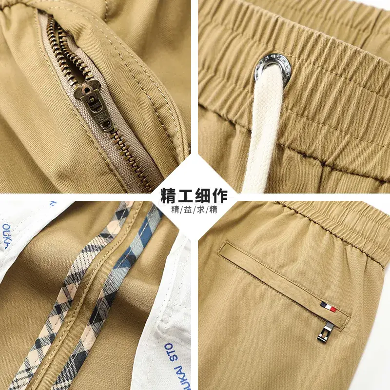 Summer Men Cotton Loose Pants Black Drawstring Waist - Image 8