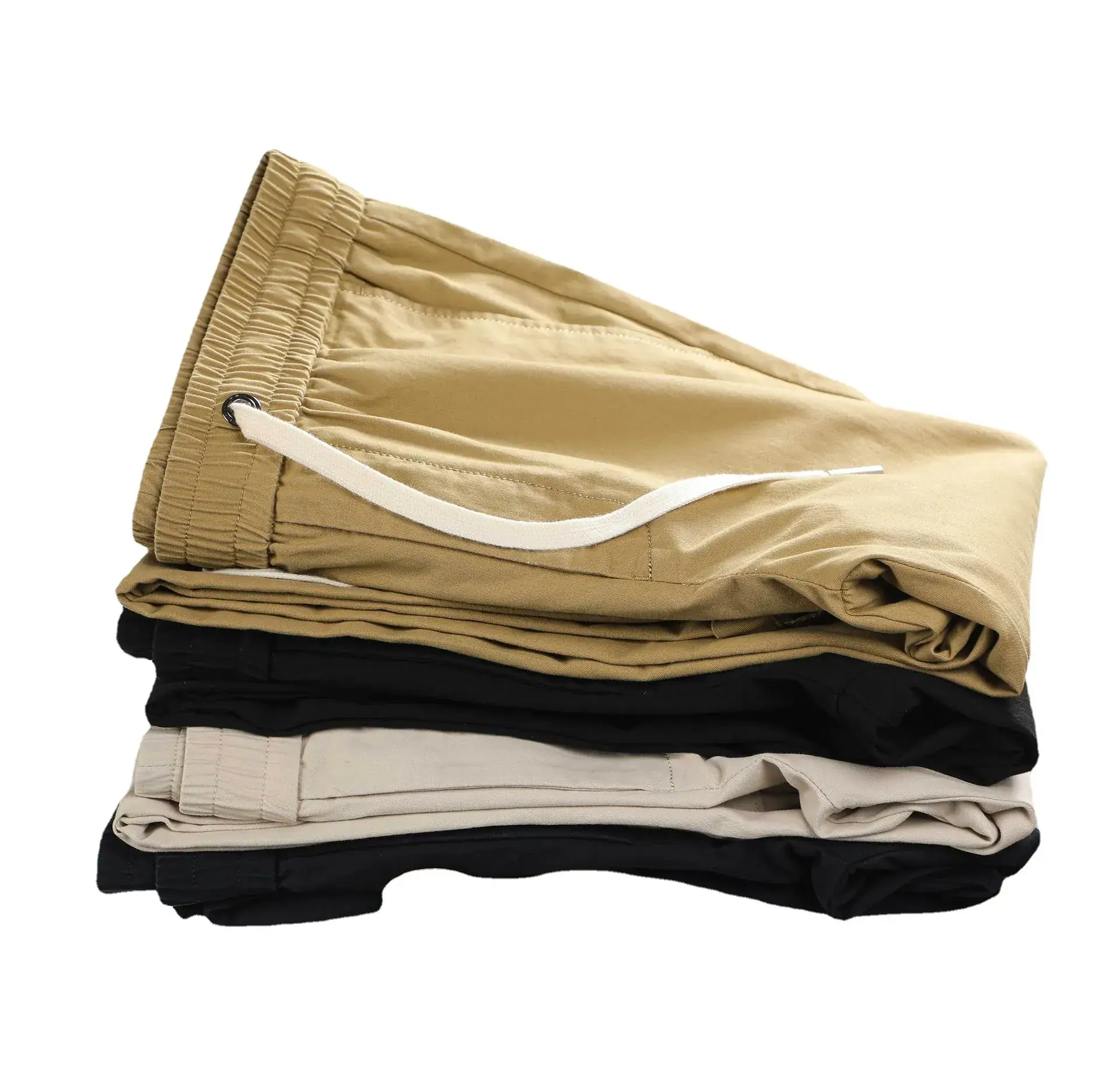 Summer Men Cotton Loose Pants Black Drawstring Waist - Image 9
