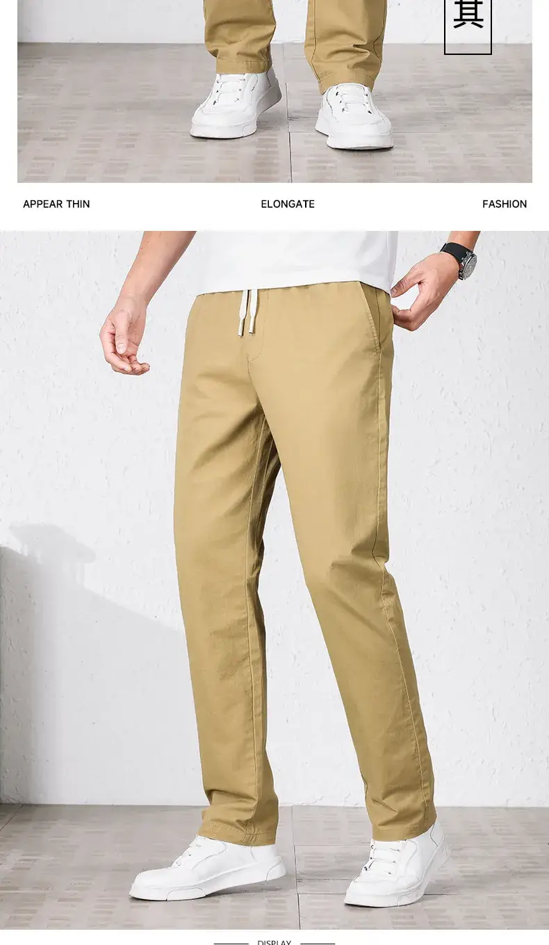 Summer Men Cotton Loose Pants Black Drawstring Waist — feature 12