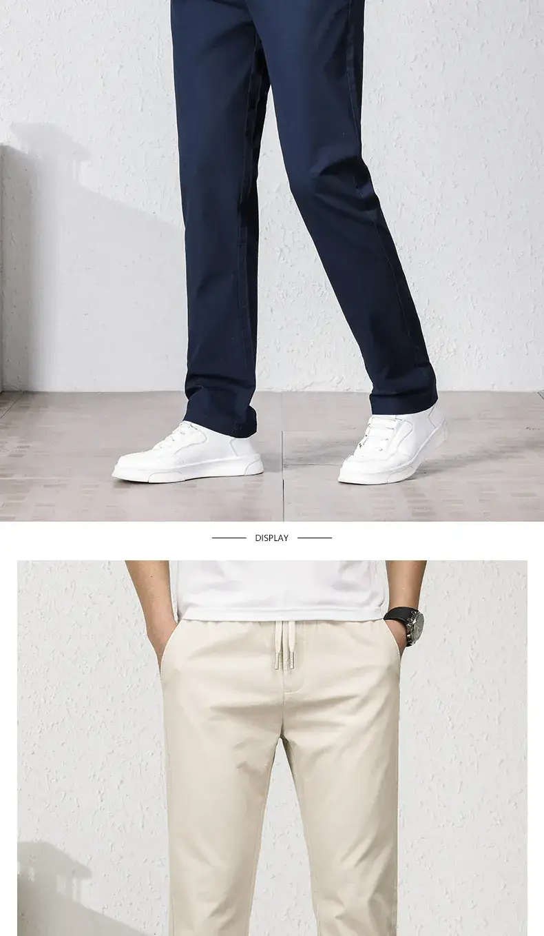 Summer Men Cotton Loose Pants Black Drawstring Waist — feature 14