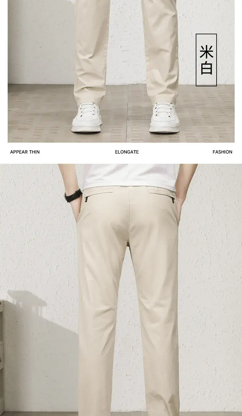 Summer Men Cotton Loose Pants Black Drawstring Waist — feature 15