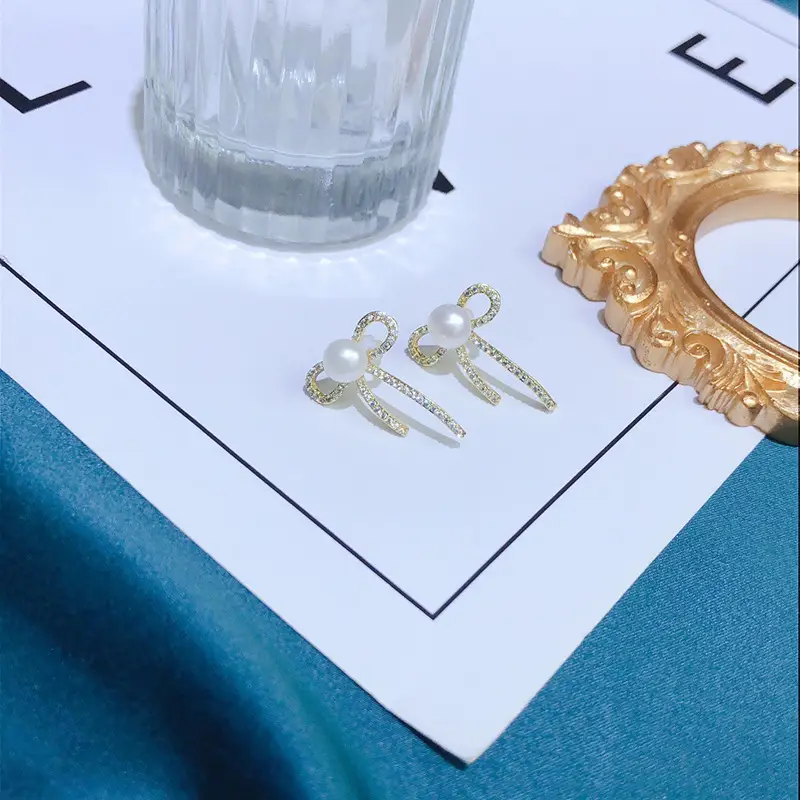Freshwater Pearl Earrings for Women White Niche Luxury Gift - Image 2