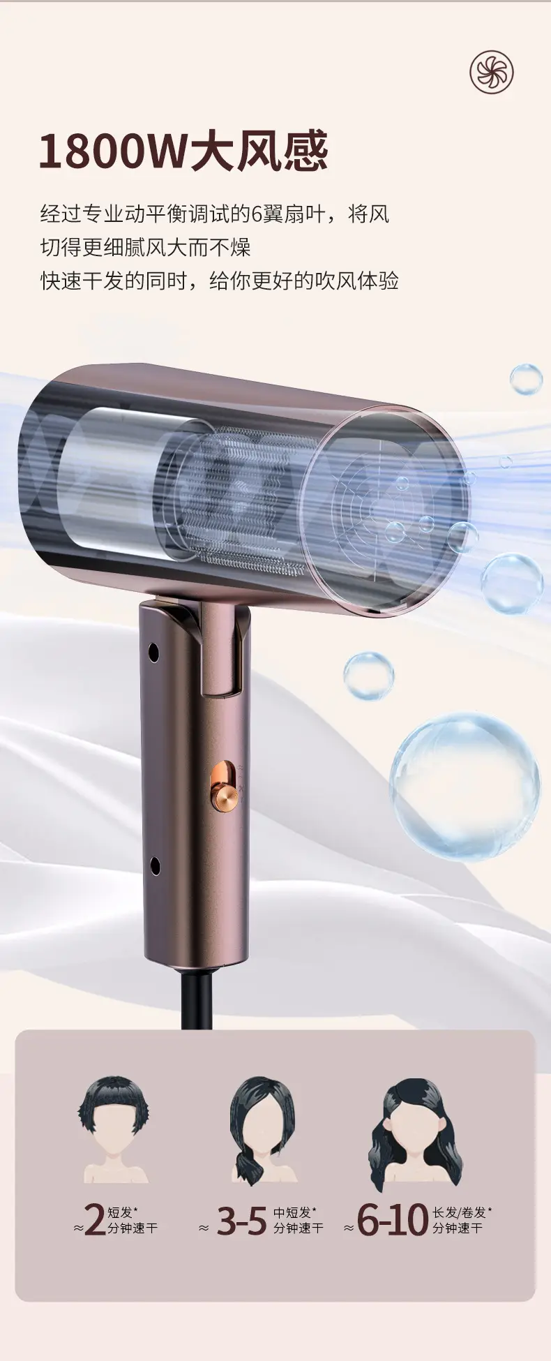 Yongri Electric Hair Dryer Bronze High Power — feature 20
