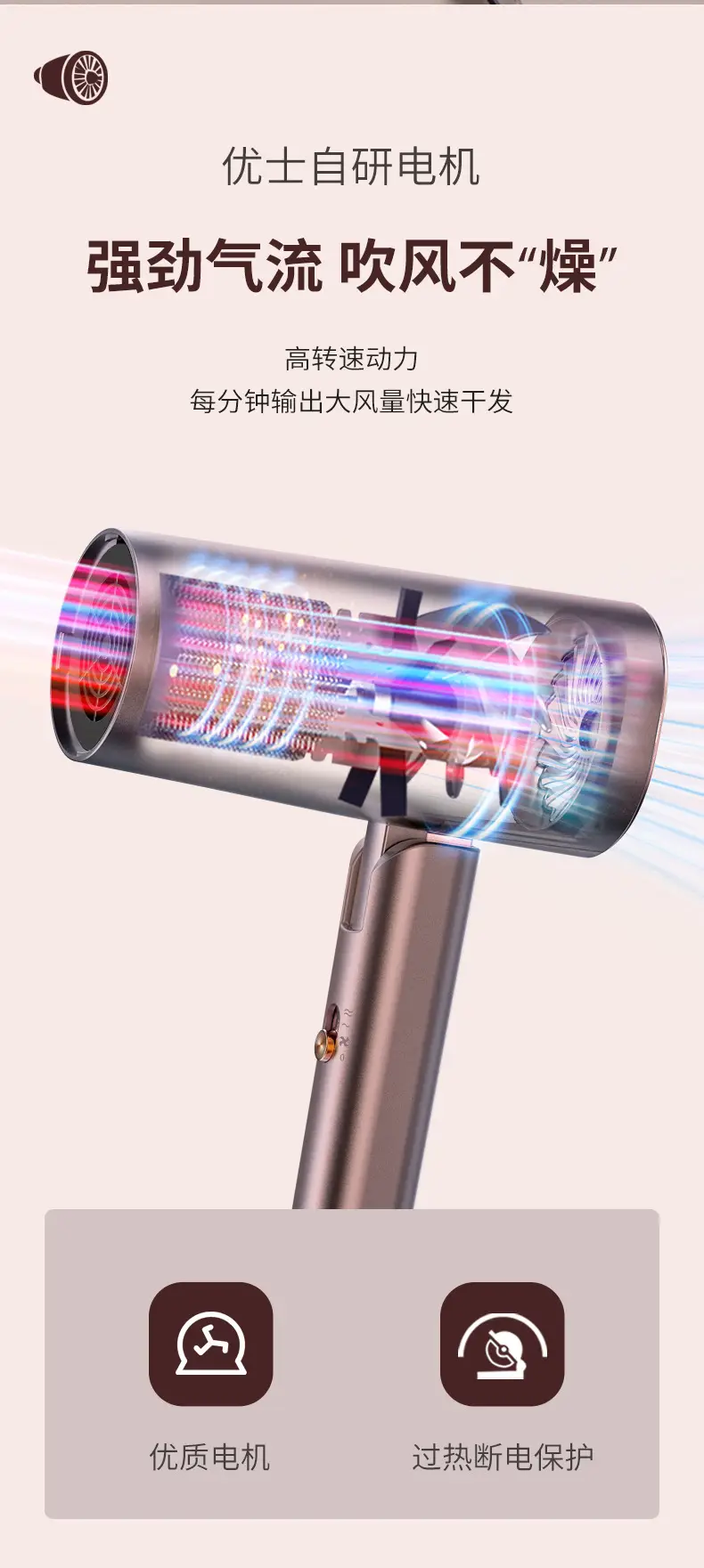 Yongri Electric Hair Dryer Bronze High Power — feature 22