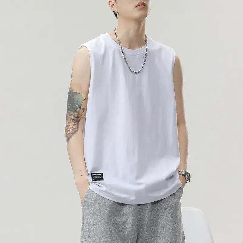 Men's Black Sleeveless Vest Heavy Cotton Summer Wear - Image 7
