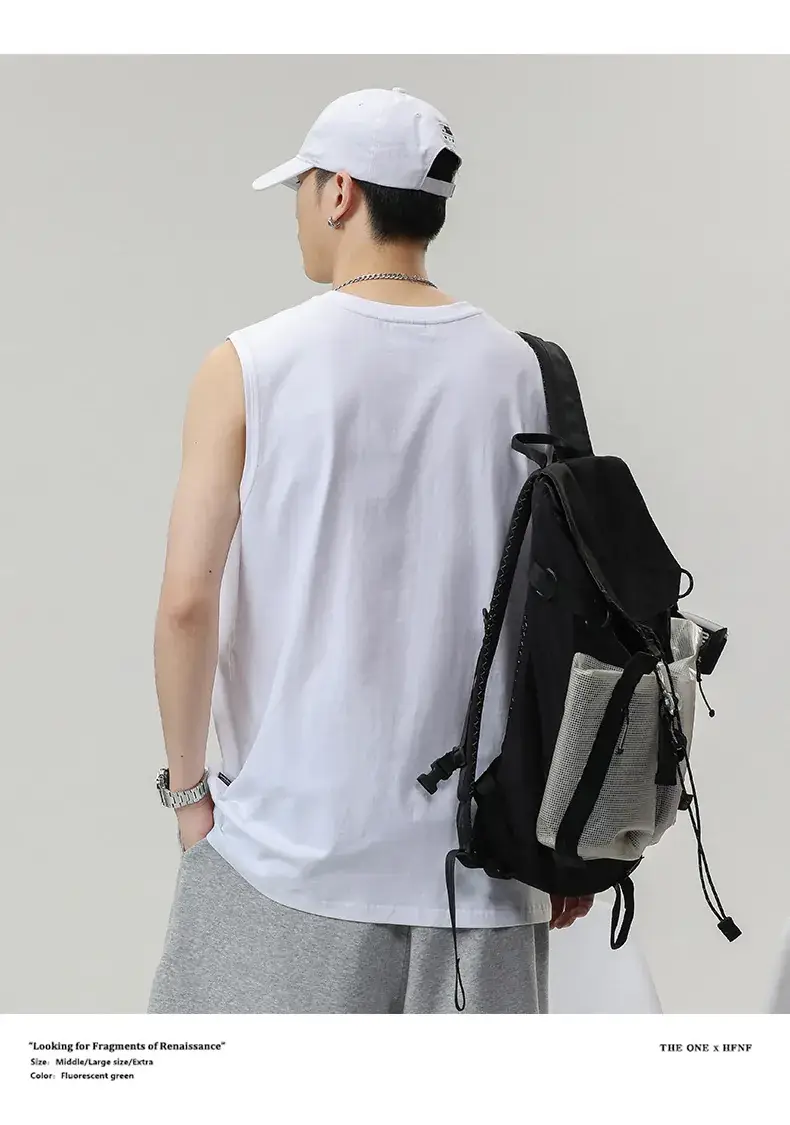 Men's Black Sleeveless Vest Heavy Cotton Summer Wear — feature 18