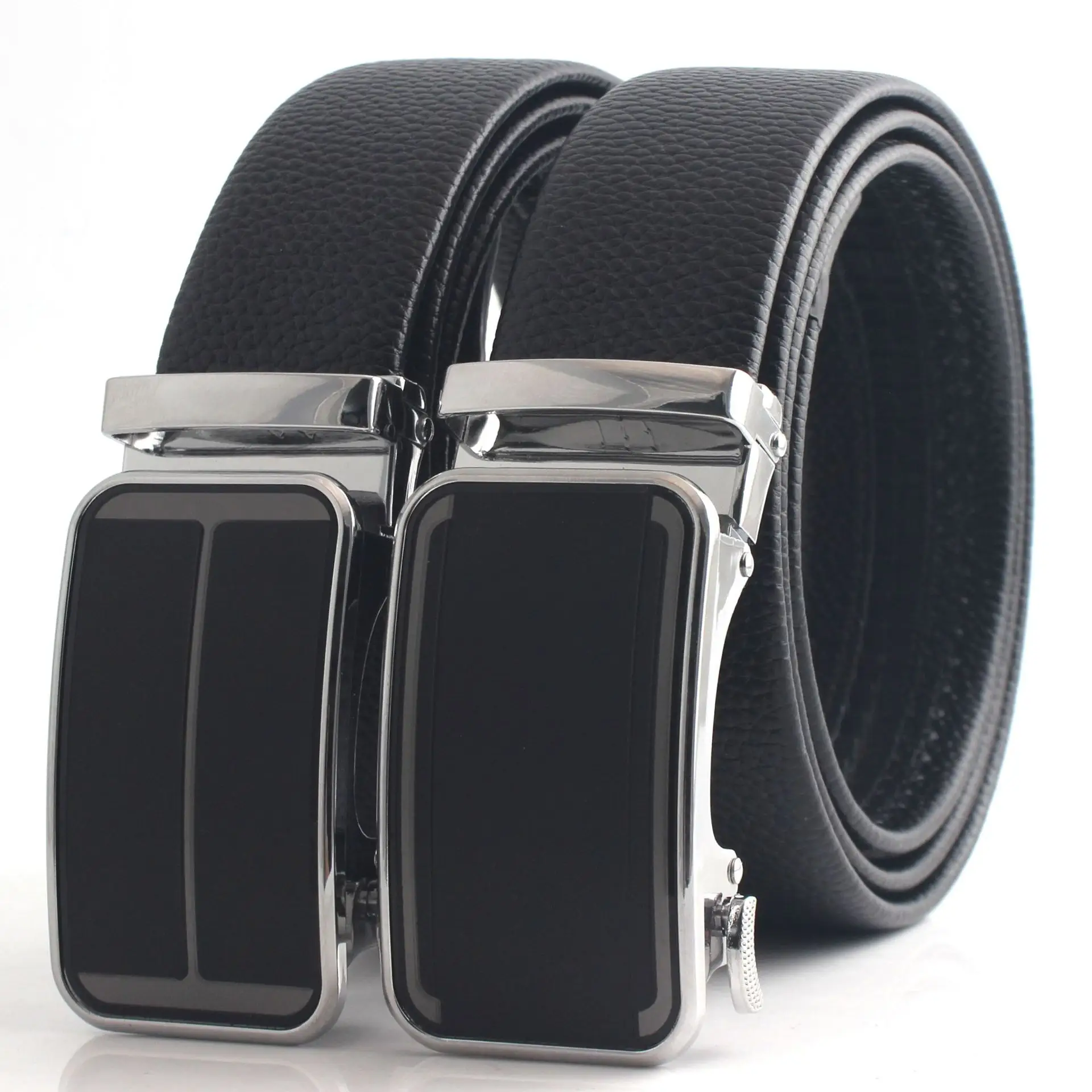 Men's Black Leather Belt with Chrome Buckle - Image 13