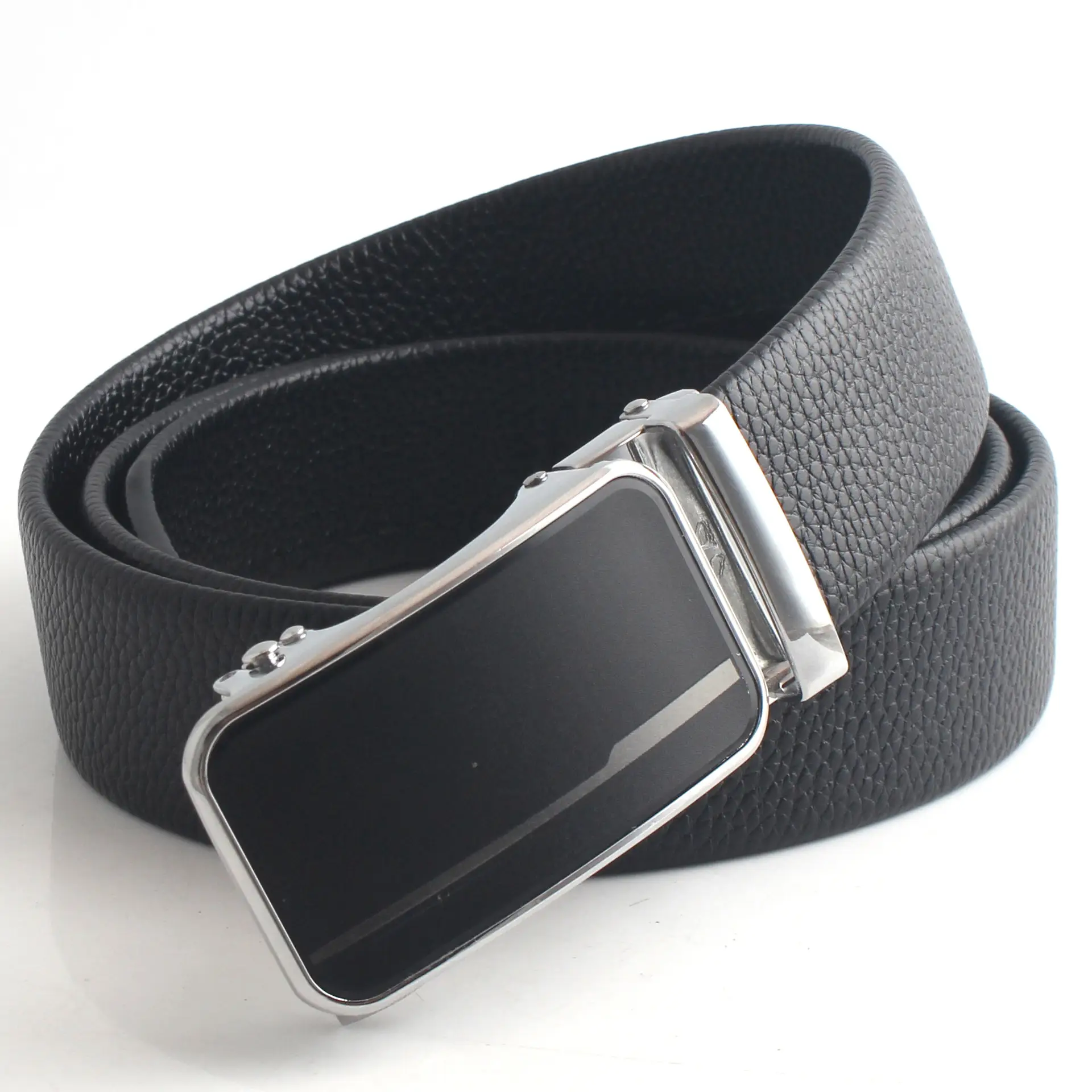 Men's Black Leather Belt with Chrome Buckle - Image 15