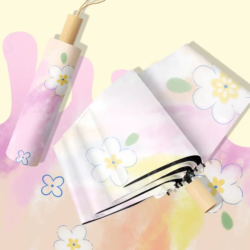70% Off Gradient Pink Flower Vinyl Umbrella