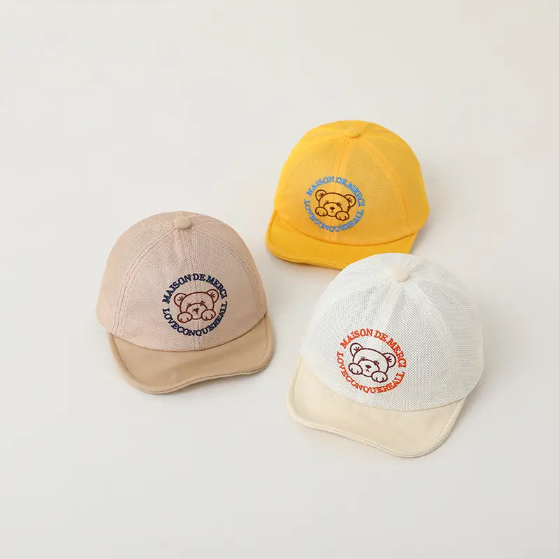 Beige Mesh Sun Hat for Kids Girls Summer Cap - Image 3