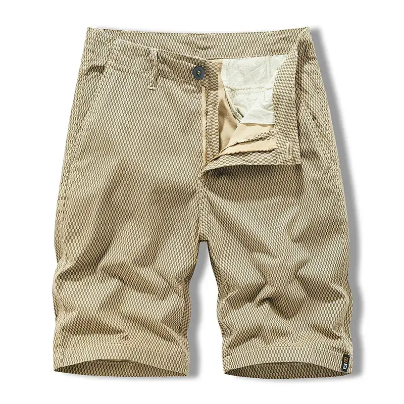 Men's Beige Woven Capri Shorts Summer Casual Pants - Image 2