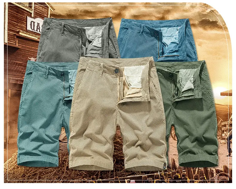 Men's Beige Woven Capri Shorts Summer Casual Pants — feature 3