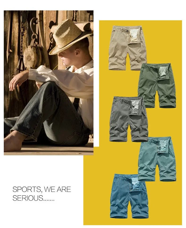 Men's Beige Woven Capri Shorts Summer Casual Pants — feature 8