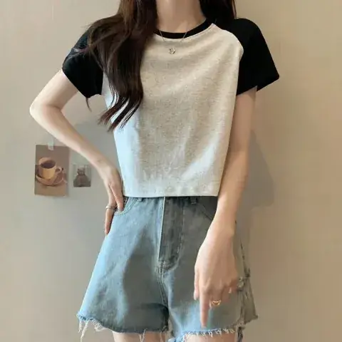 Women Raglan Sleeve T-Shirt White Black 2025 - Image 6