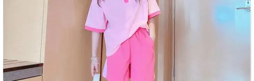 Summer Girls Pink Polo Shorts Set with Cap — feature 2