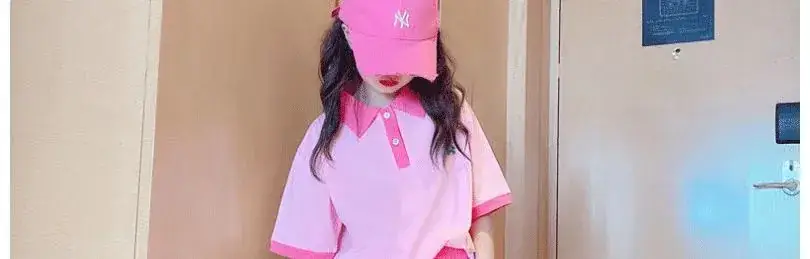 Summer Girls Pink Polo Shorts Set with Cap — feature 4