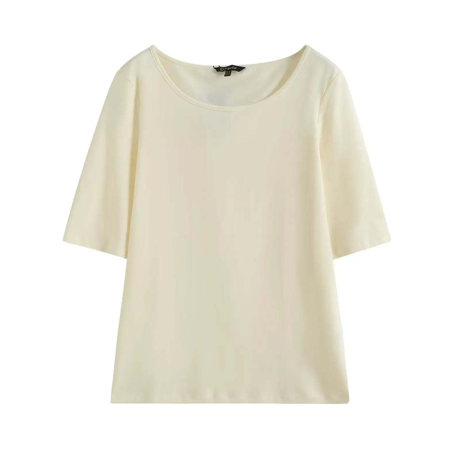 Korean Women's 35SP-2634 Short Sleeve T-Shirt Cream - Image 3