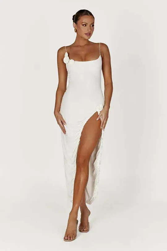 2025 Summer Sexy Slim Fitting White Slit Dress for Women — feature 3