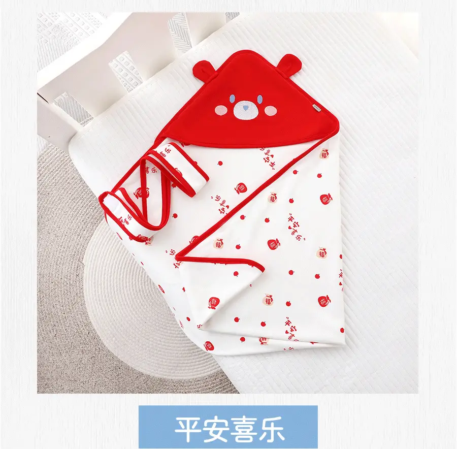 Newborn Baby Bath Towel Red White Cotton Anti-Startling — feature 12