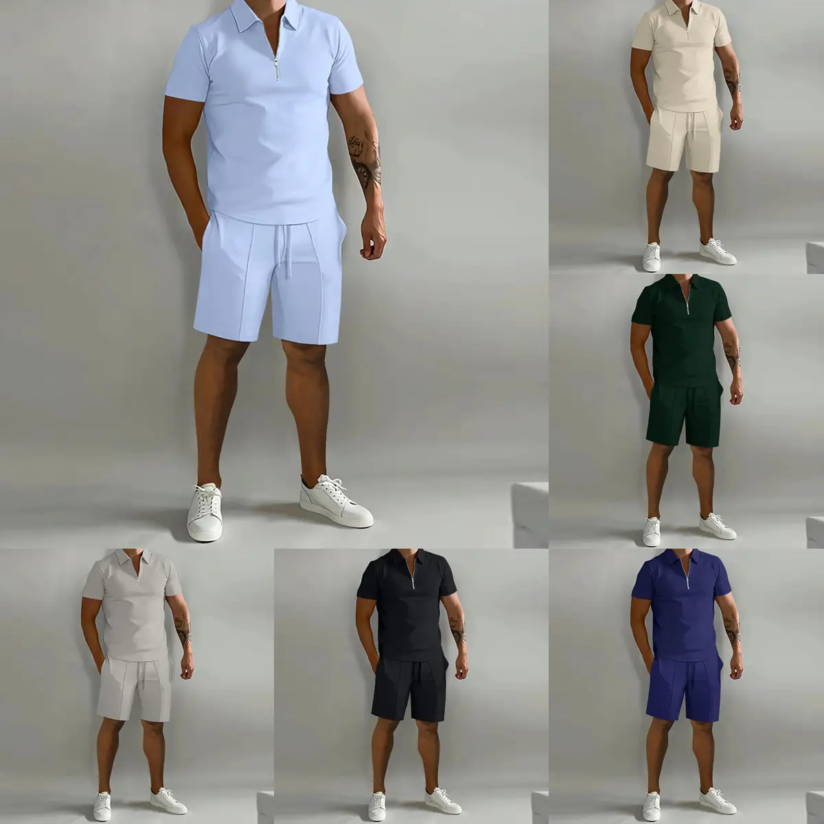 Men Green Polo Shorts 2026 Summer Casual — feature 2