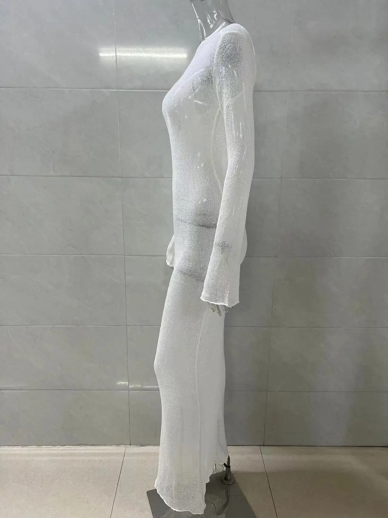 2025 Summer See-Through Long Sleeve Knitted Blouse Large — feature 17
