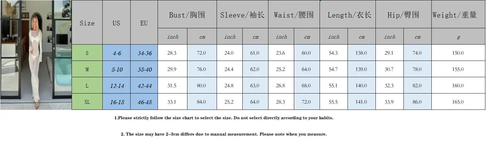 2025 Summer See-Through Long Sleeve Knitted Blouse Large — feature 5