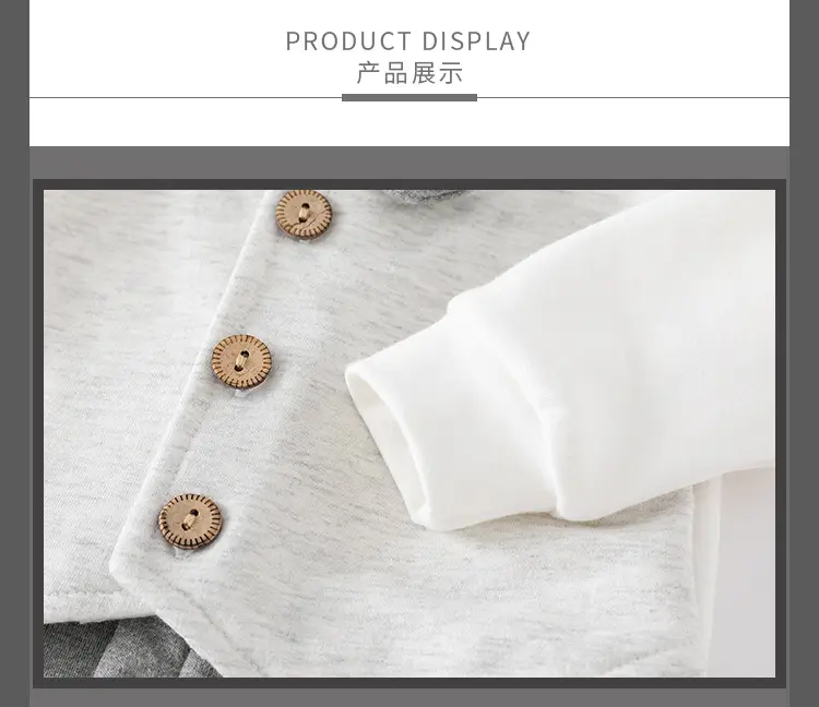 Newborn Baby Long Sleeve Suit Gray Plaid Pants — feature 7