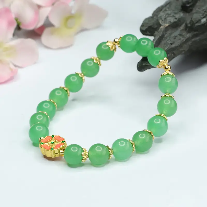 Guan Yu Green Jade Four Leaf Clover Bracelet - Image 4