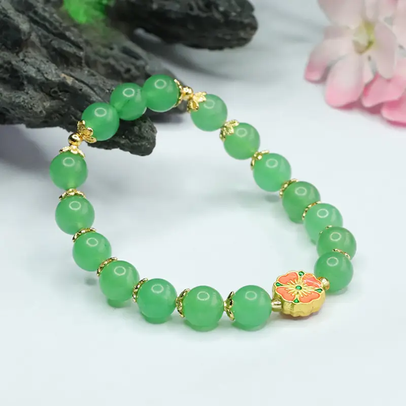 Guan Yu Green Jade Four Leaf Clover Bracelet - Image 5