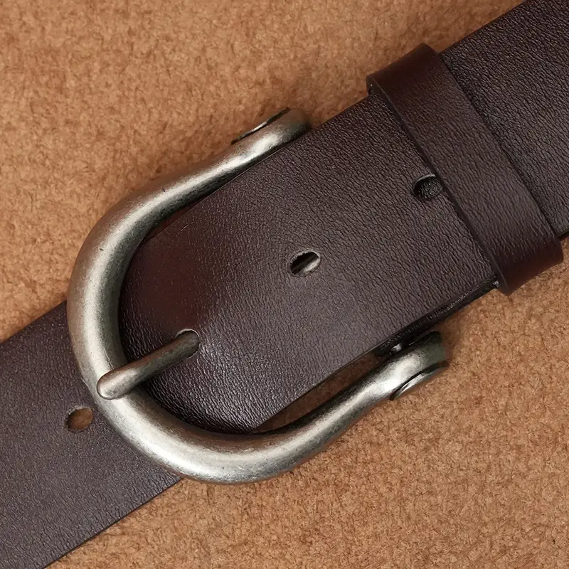 Men's Black Genuine Leather Pin Buckle Belt - Image 4