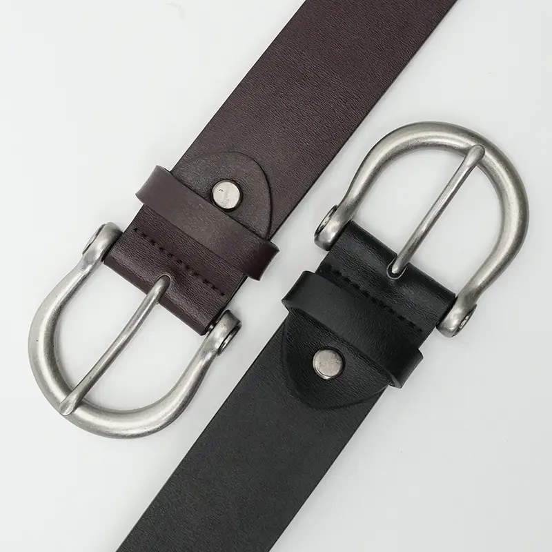 Men's Black Genuine Leather Pin Buckle Belt - Image 7