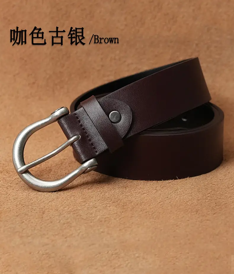 Men's Black Genuine Leather Pin Buckle Belt β feature 10