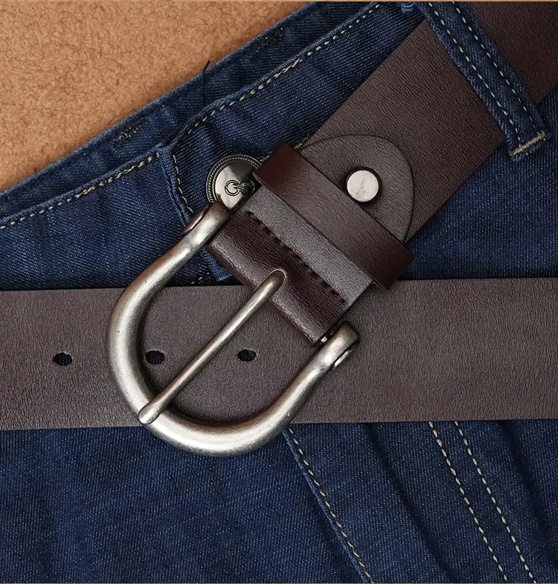 Men's Black Genuine Leather Pin Buckle Belt β feature 11