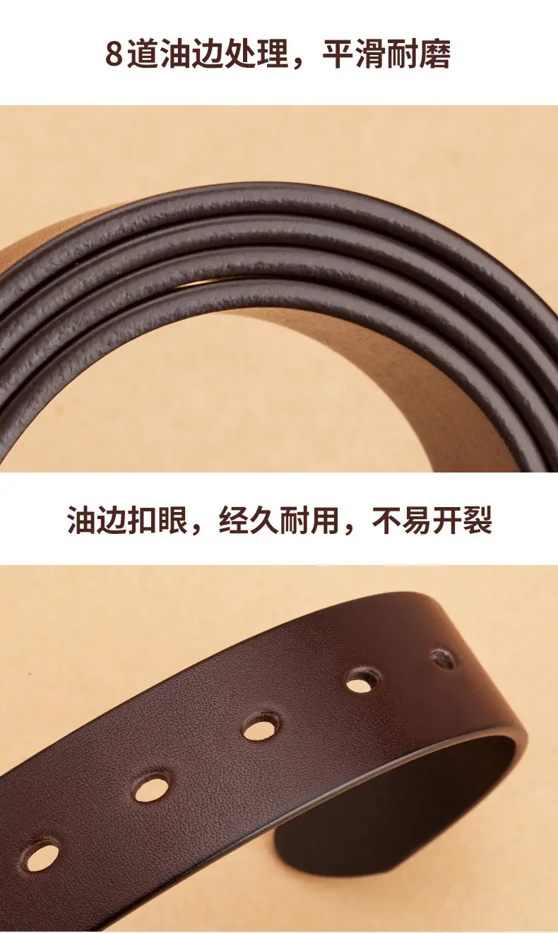 Men's Black Genuine Leather Pin Buckle Belt β feature 8