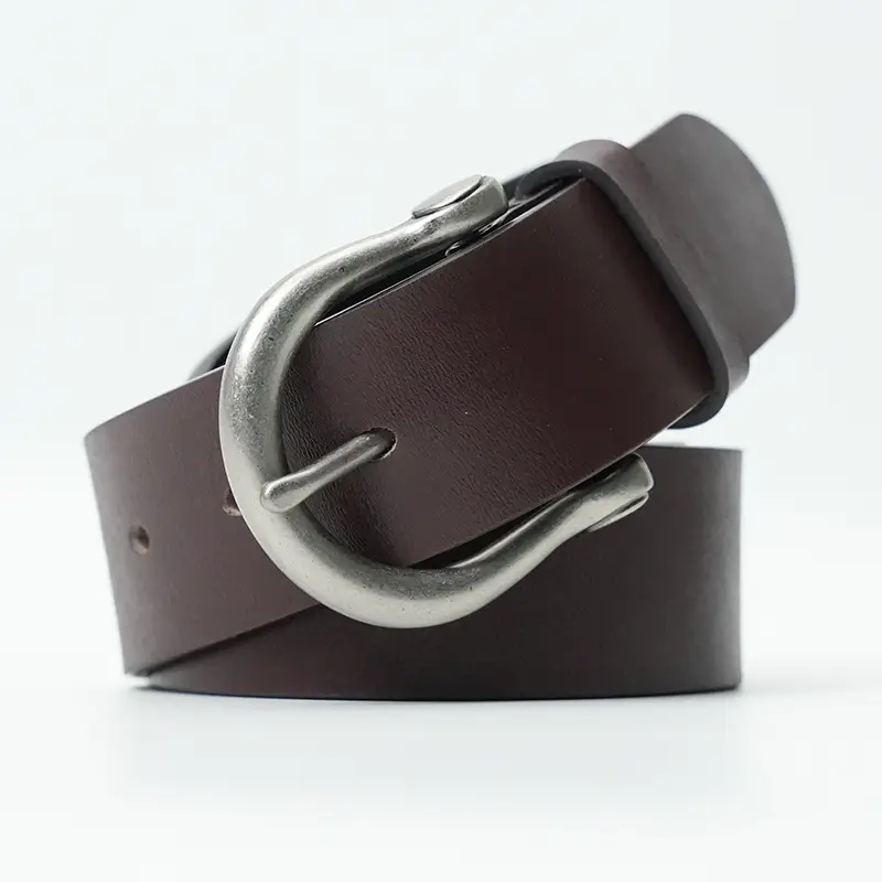 Men's Black Genuine Leather Pin Buckle Belt