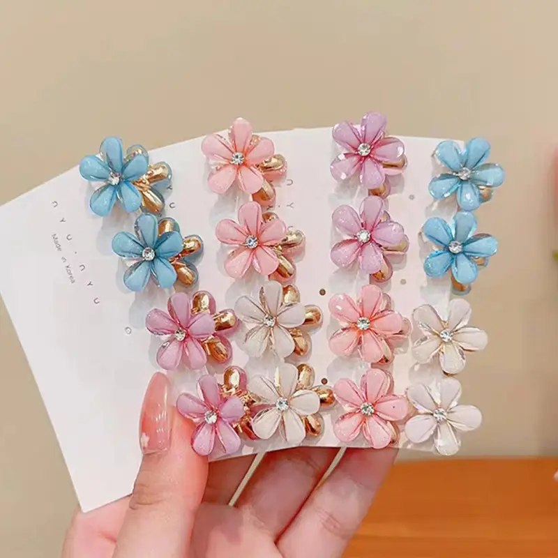 Crystal Flower Hair Clips for Girls - 6 Pcs Set