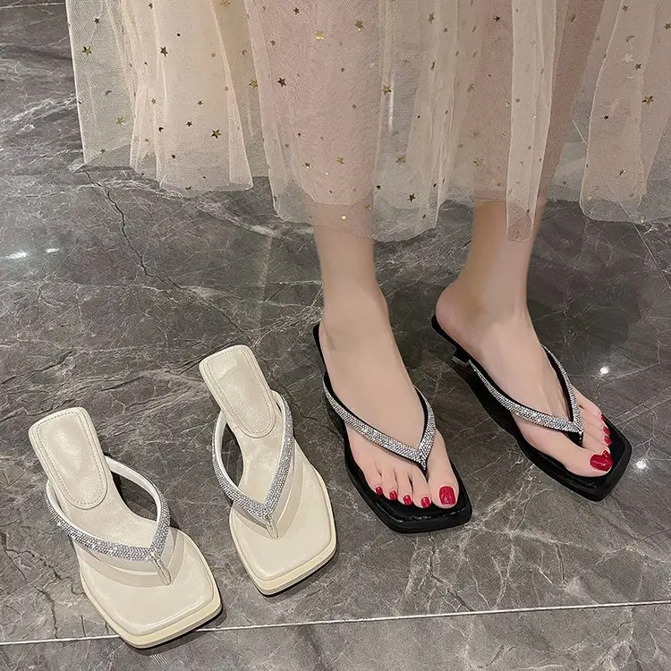 2023 Rhinestone Square Head Flip Flops Women — feature 10