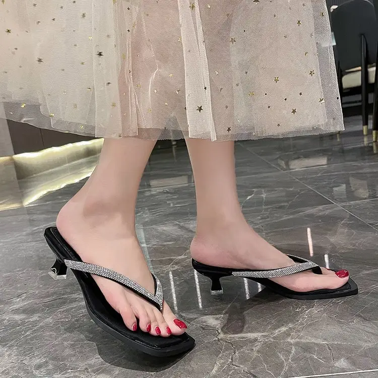 2023 Rhinestone Square Head Flip Flops Women — feature 12