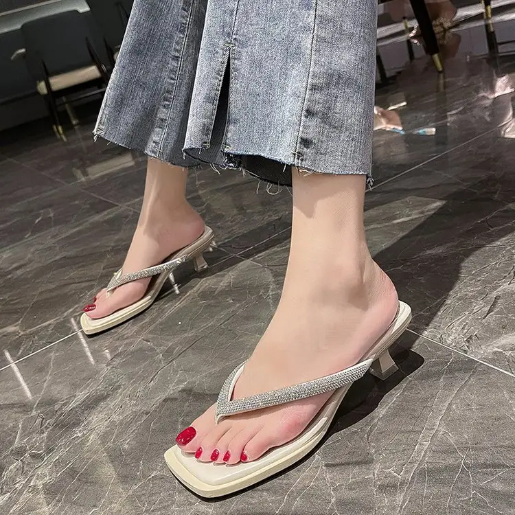 2023 Rhinestone Square Head Flip Flops Women — feature 15