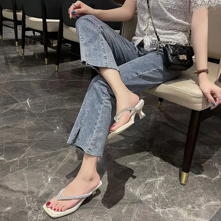 2023 Rhinestone Square Head Flip Flops Women — feature 16