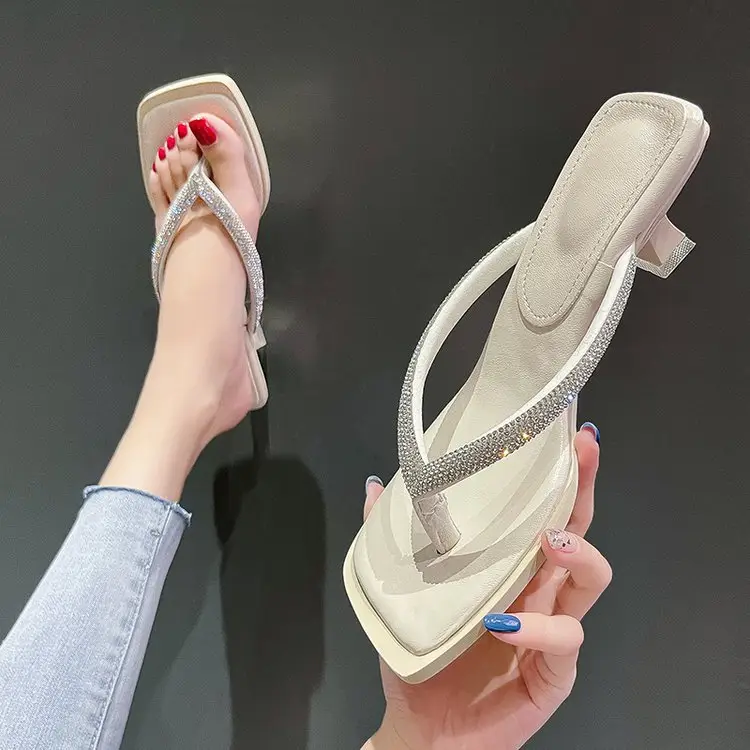 2023 Rhinestone Square Head Flip Flops Women — feature 22