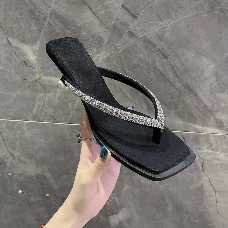 2023 Rhinestone Square Head Flip Flops Women — feature 25