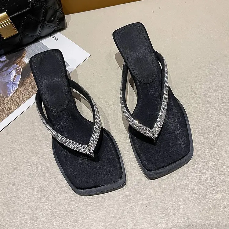 2023 Rhinestone Square Head Flip Flops Women — feature 26