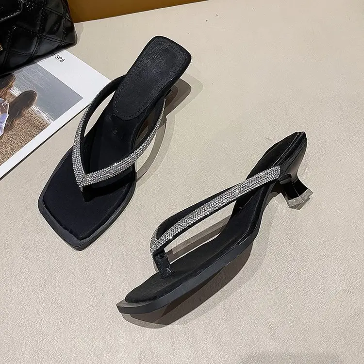 2023 Rhinestone Square Head Flip Flops Women — feature 27