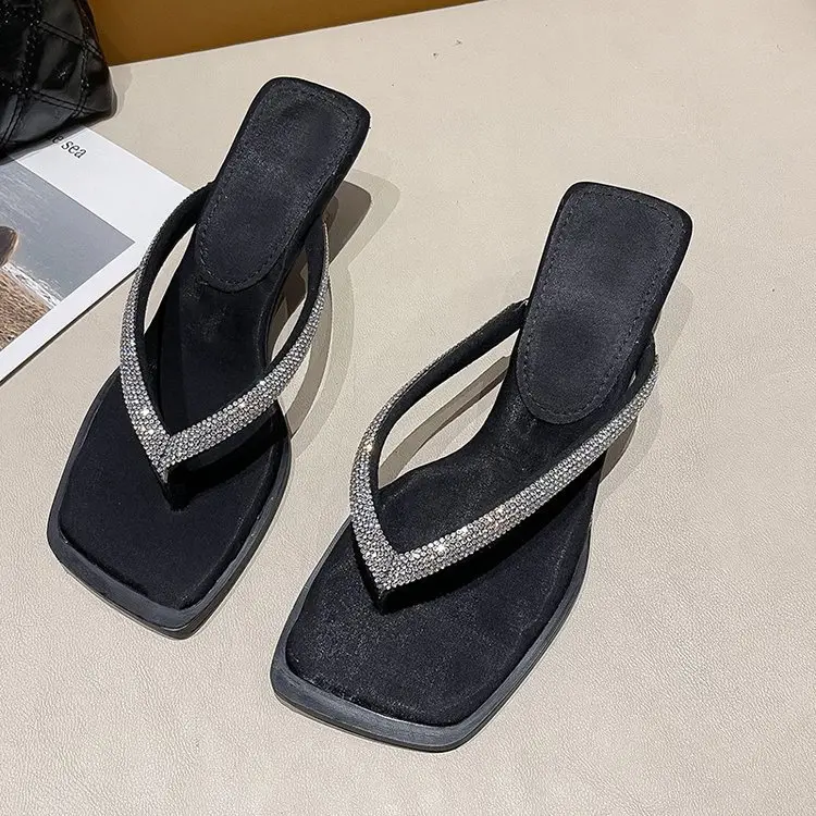2023 Rhinestone Square Head Flip Flops Women — feature 28